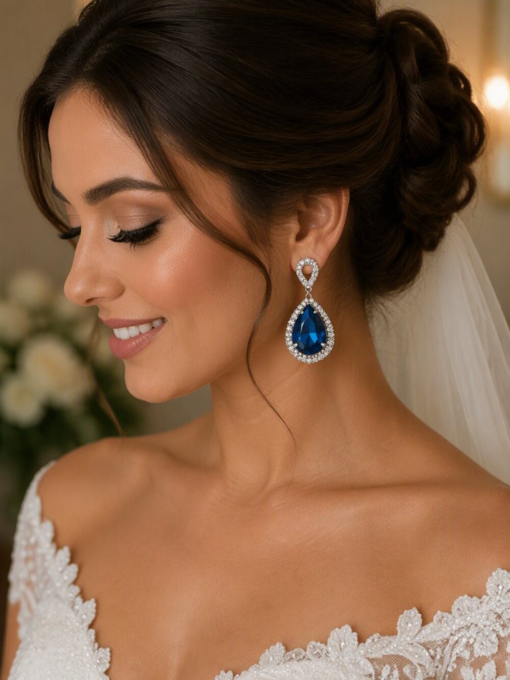 Something Blue? New Elegant Bridal Blue and Silver Teardrop Earrings